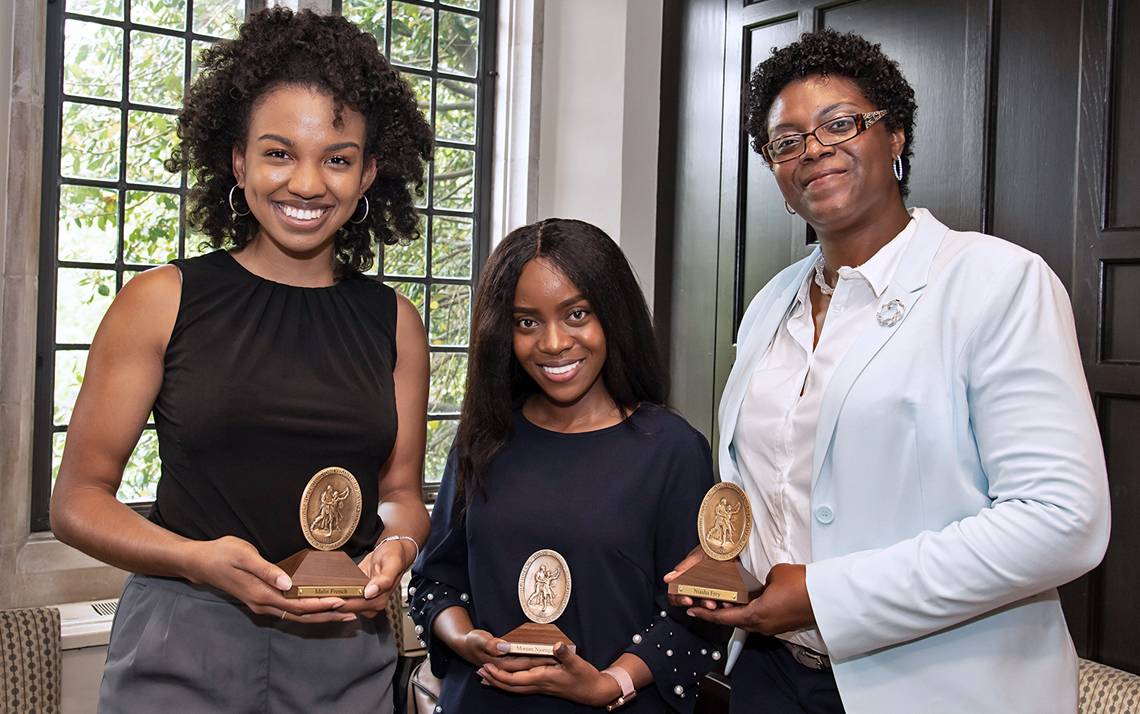 this photo depicts three winners of the Algernon Sydney Sullivan Award at Duke University