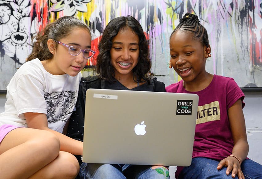 this photo shows a group of Girls Who Code participants at Converse College.