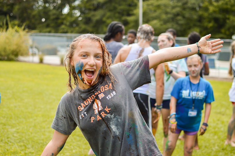 this photo shows a female participant at Camp Kesem at George Mason University in August 2019