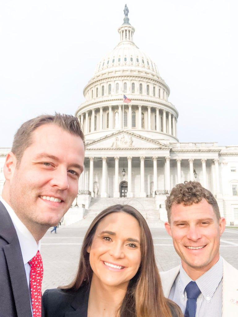 this photo shows Lauren Graham with colleagues Andrew Newby and Jamie King in front of the Capitol building in Washington, D.C.