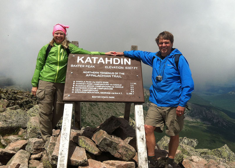 this photo shows University of Alabama nursing graduate Leigh Mayberry and her husband Mike hiking the Appalachian trail.