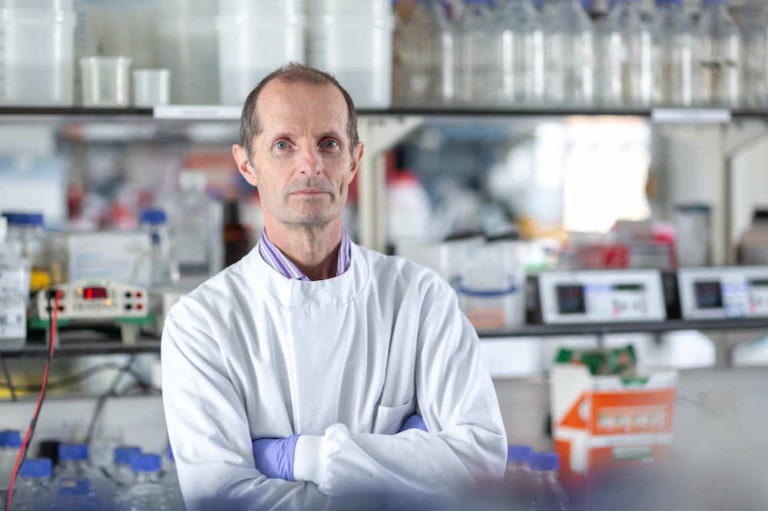 photo of Robin Shattock in his laboratory, a UK scientist leading a team that has developed a COVID-19 vaccine
