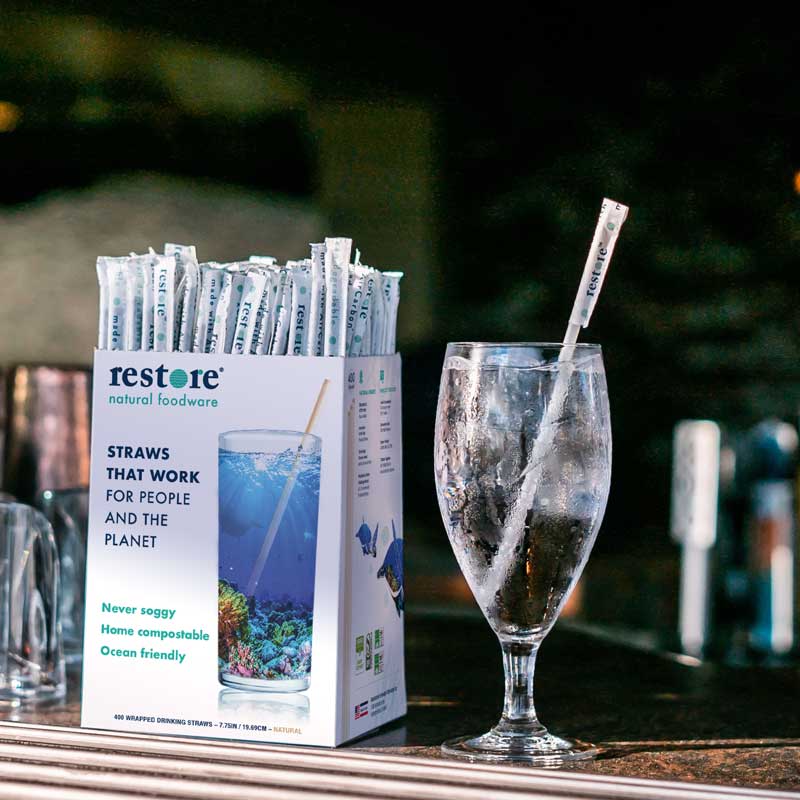 this is a photo of a biodegradable straw from Restore Foodware, a sustainable alternative to plastic straws