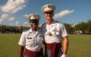 this photo shows Richard "Ben" Snyder of The Citadel with fellow cadet Ruby Bolden in their dress uniforms