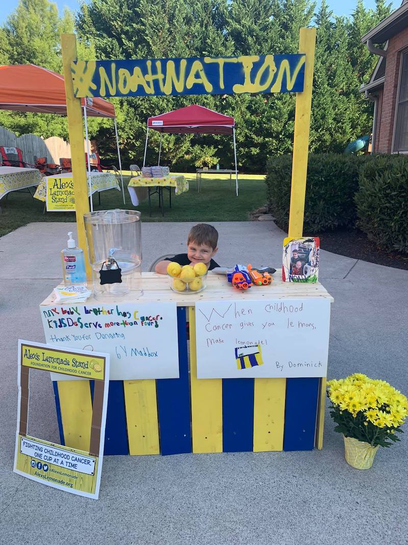 this photo shows Noah Sileno of the #NoahNation Foundation raising funds for Alex's Lemonade Stand Foundation.
