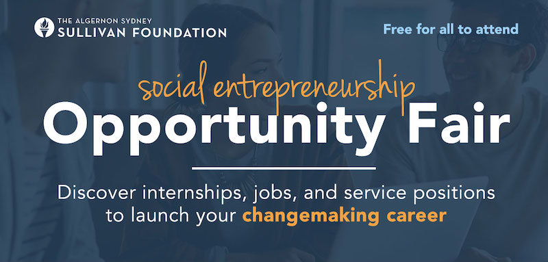 this is a graphic for the Social Entrepreneurship Opportunity Job Fair
