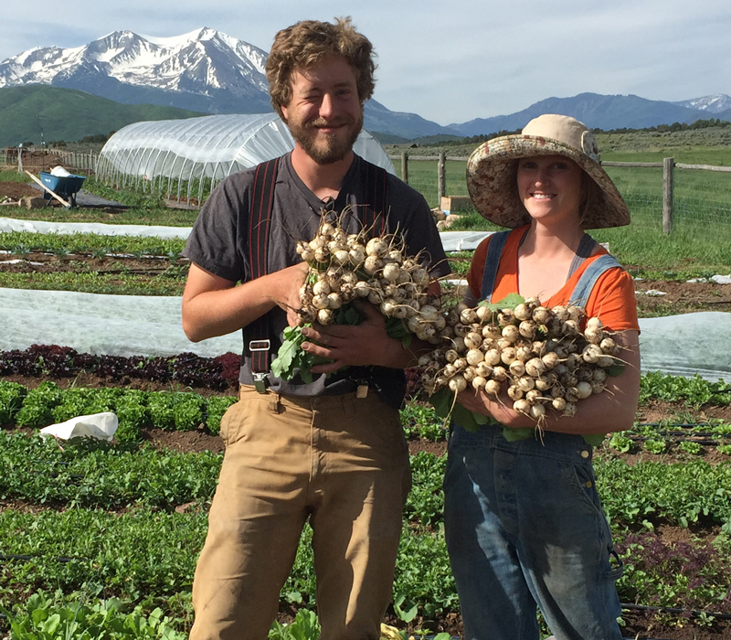 pictured are the owners of Two Roots Farm in Colorado, recipient of a loan from a SOIL group connected with the Slow Money Institute